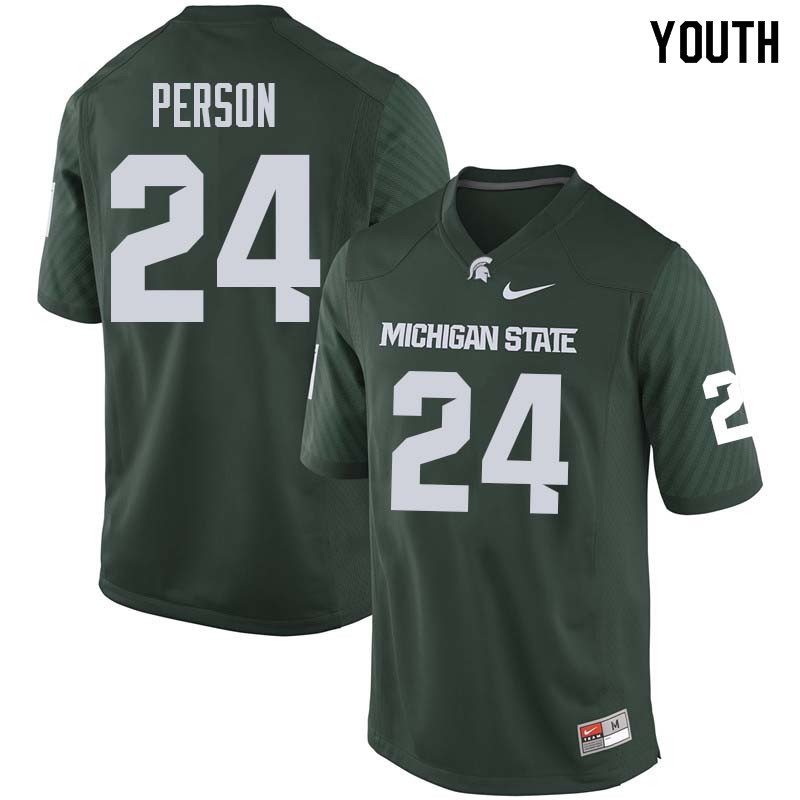 Youth #24 Tre Person Michigan State College Football Jerseys Sale-Green